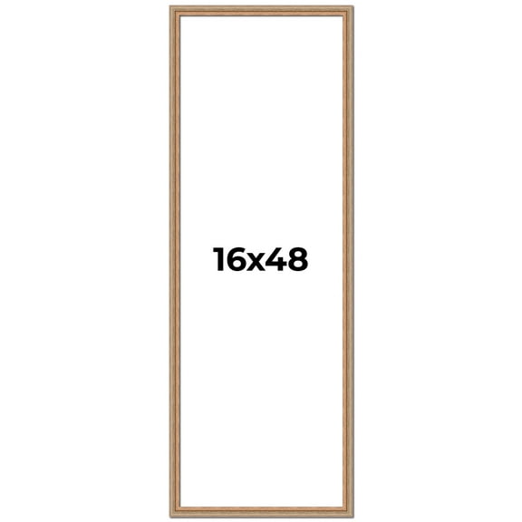 16x48 Frame Brown 60's Wooden Cabinet Solid Wood Picture Frame | 1 Inch Moulding Width | Complete
