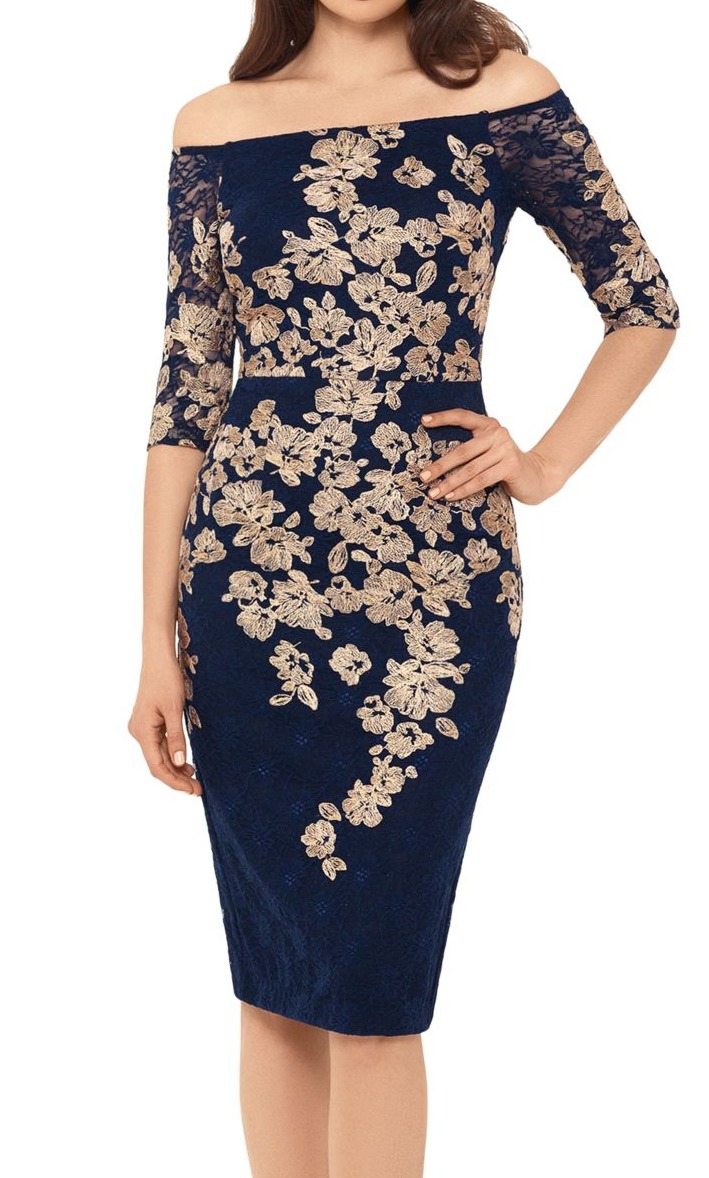 embroidered lace sheath dress