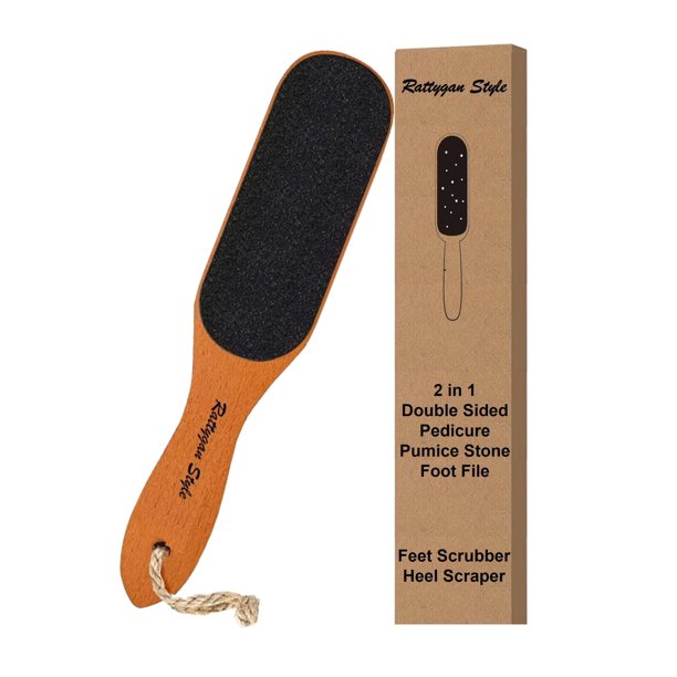 Lima de pedicura estilo Rattygan, depurador de pies de pedicura de madera con mango, eliminador de callos y piel muerta, raspador de talón