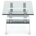 thumbnail image 2 of Topbuy Metal Legs Modern Side End Table Rectangle Glass Coffee Table w/Lower Shelf for Living room White, 2 of 4