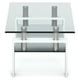 Topbuy Pieds en Métal Moderne Table d'Extrémité Rectangulaire Table Basse en Verre W / Étagère Inférieure pour Salon Blanc – image 2 sur 4