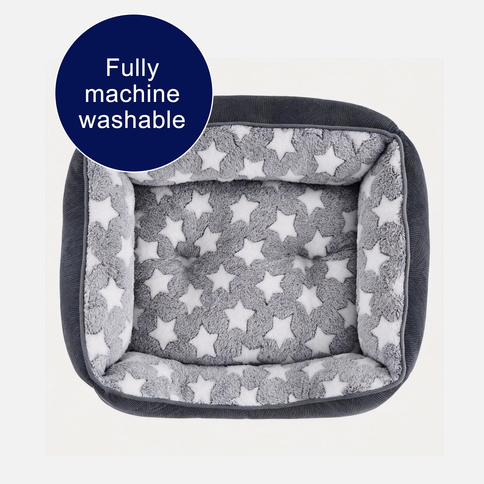 Washable Dog Beds for Small to Medium Dogs, Rectangle Pet Beds with Anti Slip Bottom, Cat Beds for Indoor Cats, Gray, 25"×21"×8"