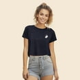 thumbnail image 3 of Dalix Heartly Ghost Embroidered Cropped Flowy Soft Cotton Short Sleeve T Shirt Womens in Heather Navy XL X-Large, 3 of 5