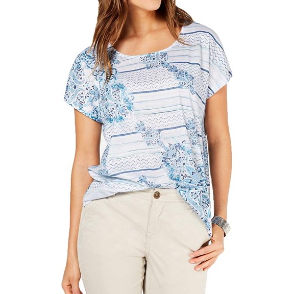 Womens Tops Small Knit T-Shirt Scoop-Neck S