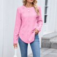 thumbnail image 2 of Fall Tops for Women 2025, Comdrip Tops for Women Long Sleeve Knit Crew Neck T Shirts Side Split Blosue Casual Loose Fit Fall Basic Tees Womens Long Sleeve Tops Pink XL, 2 of 9