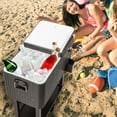 thumbnail image 2 of GoDecor 80 Quart Rattan Patio Rolling Cooler with Shelf Cooling Cart, 2 of 6