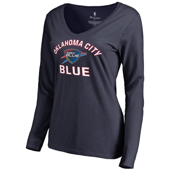 Women's Navy Oklahoma City Blue Overtime Long Sleeve V-Neck T-Shirt