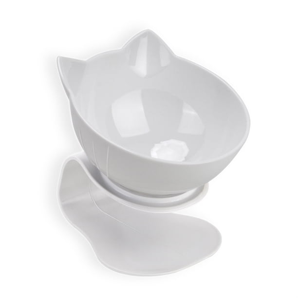 Methold Cuenco para mascotas antideslizante, contenedor de agua potable inclinado de 15 ° con soporte elevado, protección para la columna vertebral, Suministros para gatos 1 Cuenco Blanco Methold PT000726-02