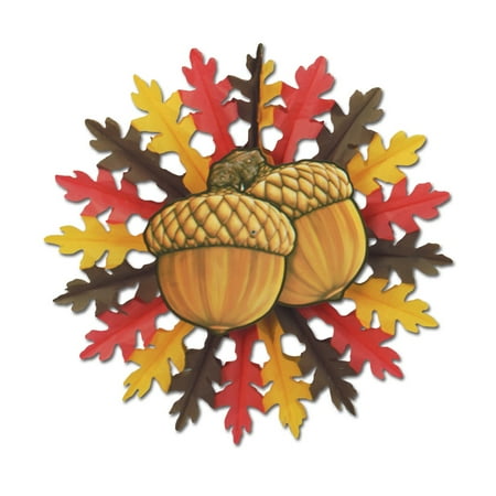 Club Pack Of 12 Tissue Autumn Leaves With Acorns Hanging