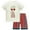 Red, variant on Tfken Summer Outfit Sets For Boys Print Crew Neck Short Sleeve Tops With Stripe Shorts Set Fashion Summer Kids Comfortable Outfit Blue Size 3-4 Years