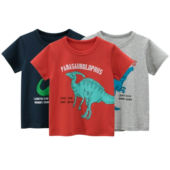 Esaierr 1-9T Boys Short Sleeve Crewneck T-Shirts Tops Dinosaur Cartoon Bottoming Shirt Summer Cotton Tees for Baby Kids Toddler