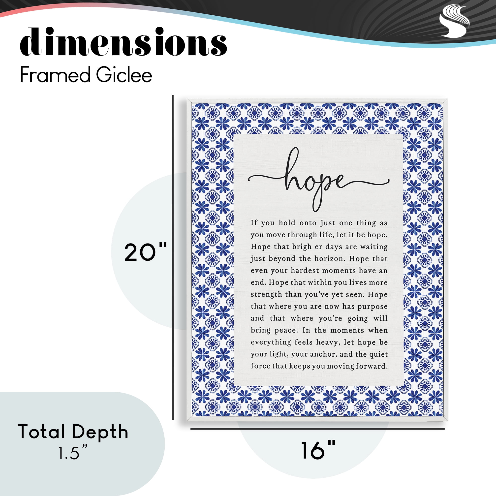 Hope For Brighter Days White Framed Giclee Art, design by Lettered and Lined
