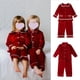 thumbnail image 4 of Pijamas a juego para niños y niñas, conjunto de ropa de tartán rojo para bebés, ropa de dormir para niños, pijamas de Navidad, 2023, 4 of 4