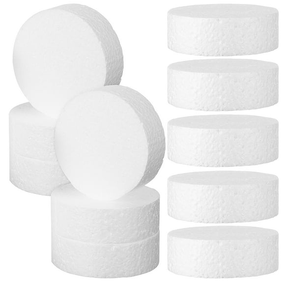 LOLIPPYY 20pcs DIY Foam Craft Blocks White Round Foam Discs Cylinders Blocks for Arts and Crafts Projects Modeling Sculpting Cakes Decorations