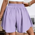 thumbnail image 6 of Ecqkame Womens Ice Silk Skorts Shorts Solid Color Drying High Waisted Drawstring Sports Shorts Loose Flowy Running Shorts with Pockets Purple M, 6 of 8