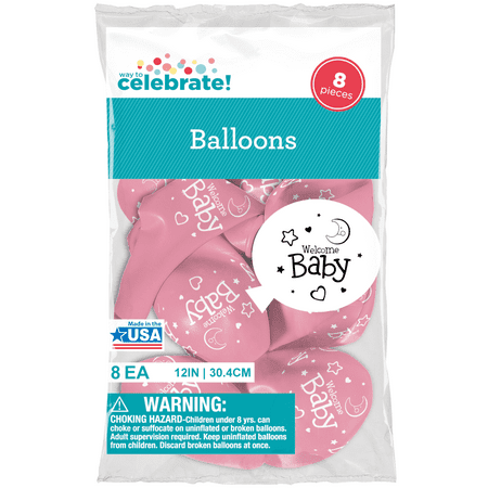 Way to Celebrate Welcome Girl 12" Balloons, 8pk