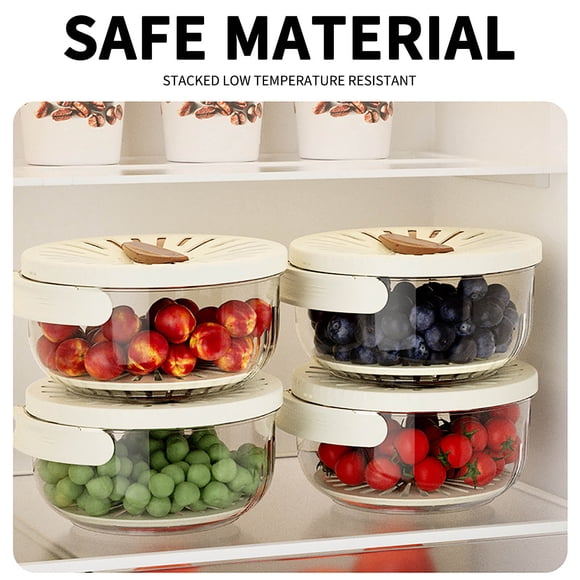 Leodye 1PCS Leachable Fruit Vegetable Basket Multifunctional Large Capacity Storage Box Refrigerator Fresh-keeping Container for Outdoor Picnic -7.87*4.53IN