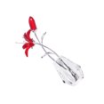 thumbnail image 1 of Billuyoard Estatuilla de flor de cristal transparente con adorno de tallo de plata/metal, ramos de flores, decoraciones de plantas para fiesta en casa, día Decoración del hogar Rojo Billuyoard HA084091-05, 1 of 6