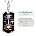 thumbnail image 2 of Relying On God White Stainless Steel or 18k Gold Premium Swivel Dog Tag Keychain, 2 of 8