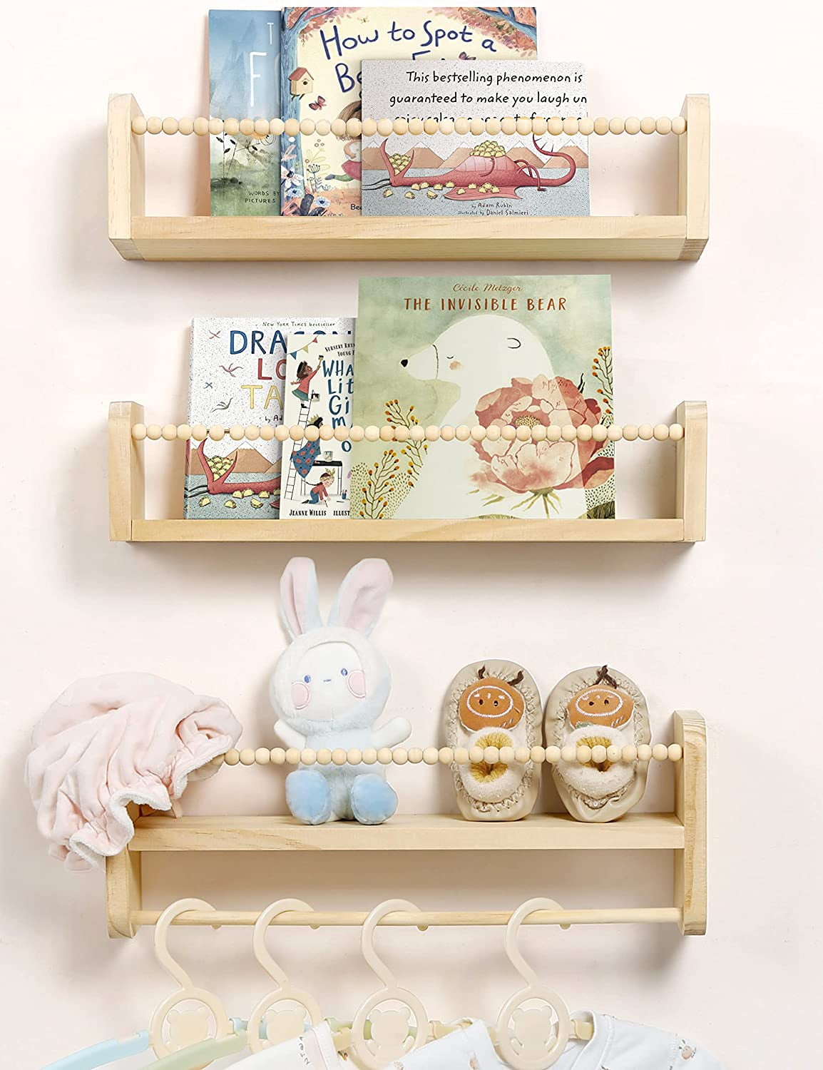 SUMGAR Set of 3 Natural Wood Wall Shelves Kids Bookshelf Toy Storage Organizer Walmart