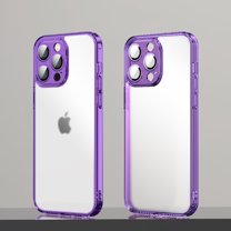 Allytech for iPhone 12 Pro Max 6.7 inch Clear Back Case,Stylish Camera Lens Protector Flexible Soft TPU and Frosted PC Anti-Yellowing Shockproof Slim Fit Phone Cover.For iPhone 12 Pro Max,Purple