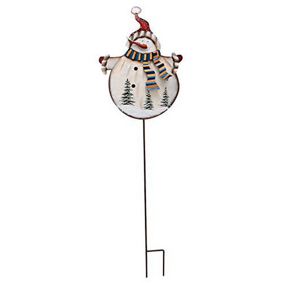 Attraction Design Christmas Snowman Garden Stake Decor Snowman Decoration, Outdoor Metal Yard Sign Lawn Stake Christmas Snowman Yard Decor Holiday Decoration For Lawn (Red Hat)