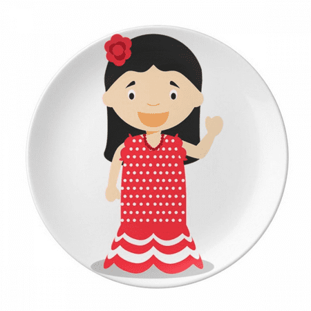 

Flower Red Dress Spain Cartoon Plate Decorative Porcelain Salver Tableware Dinner Dish