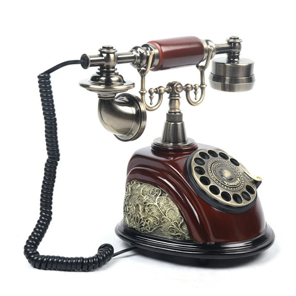 Wildnix Landline Phone, Antique Brown Shell, Clear Calls, Redial & Hands-Free Function, Zinc Alloy and ABS Construction, Elegant Decorative Telephone for Home or Office