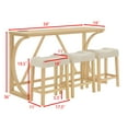 thumbnail image 4 of CQSXDA 4 Piece Bar Table And Chair Set, 59 Inch Dining Table With 3 Upholstered Stools  With Power Outlet  For Home Entertaining, Light Oak, 4 of 10