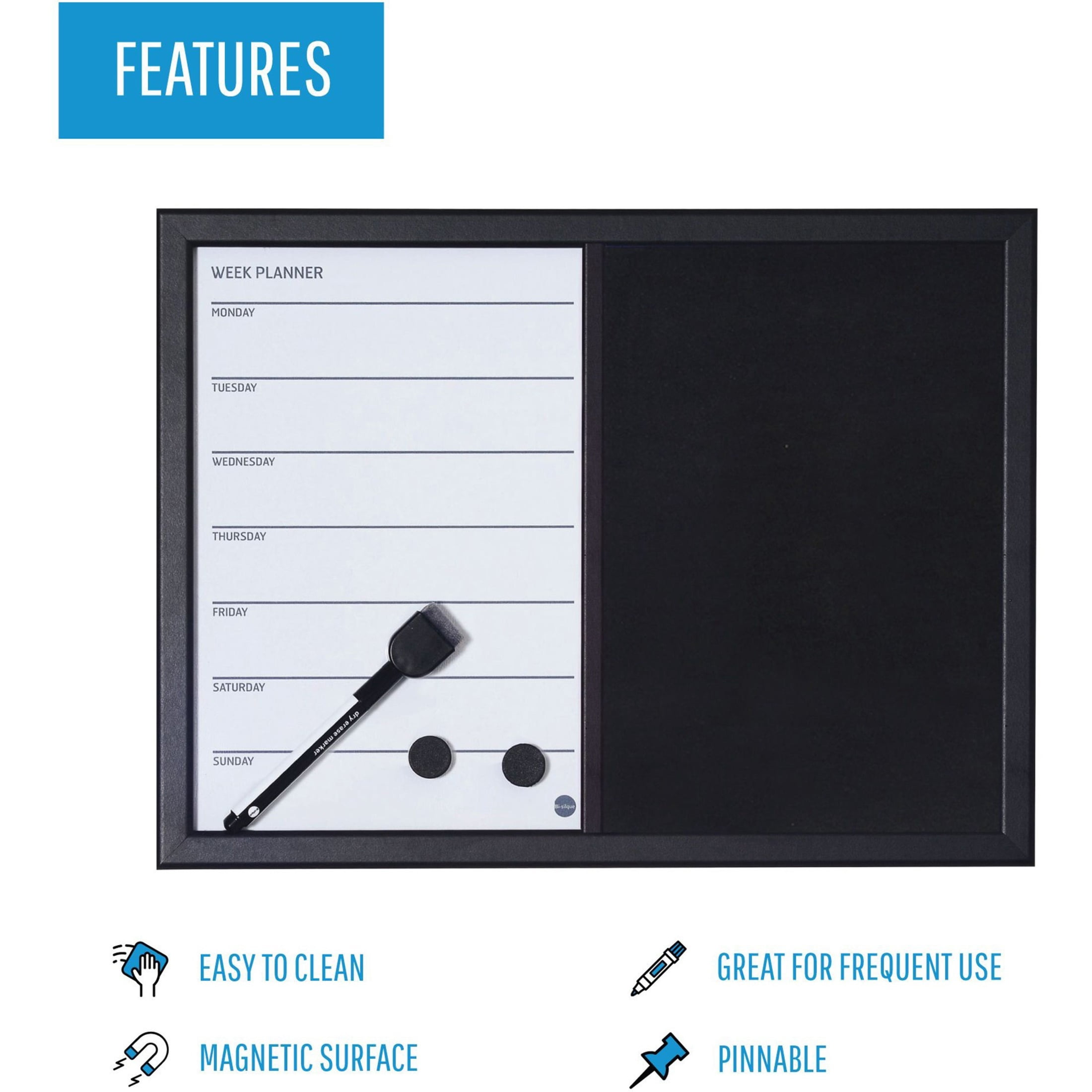 MasterVision 2-in-1 Magnetic Weekly Planner Board