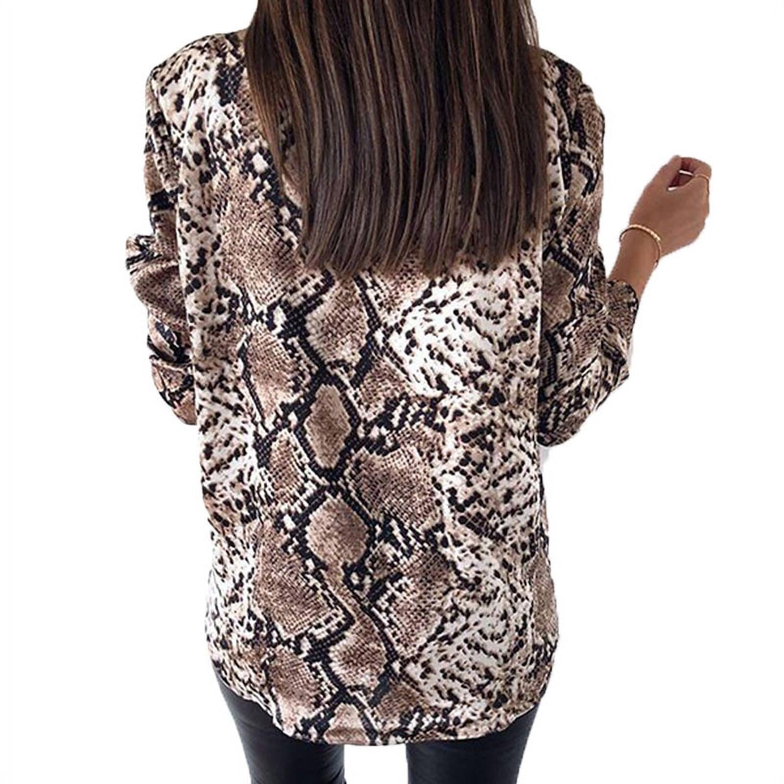 Blouse Décontractée pour Femmes Col en V Imprimé Serpent Animal