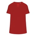 thumbnail image 7 of Holzkary Womens Summer Tops Casual Short Sleeve V Neck Shirts Business Dressy Work Blouses New Solid Color Shirt Small V Neck High End Short Sleeved T Shirt Trendy Versatile Casual Top Red L, 7 of 7