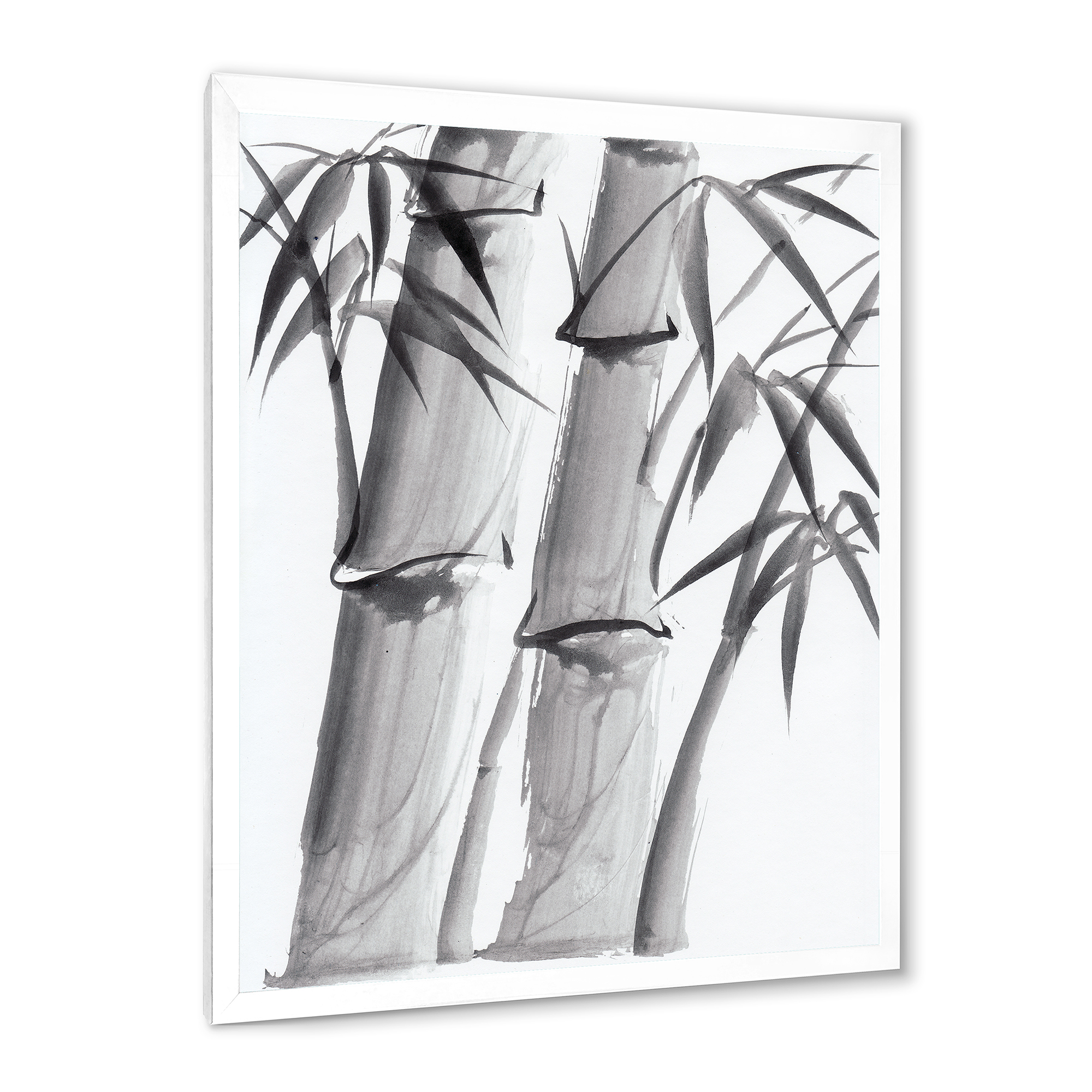 Designart 'Vintage Black and White Bamboo IV' Traditional Framed Art Print