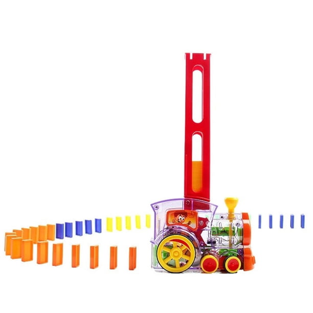 Juego de juguete de tren de dominó eléctrico con 60 piezas de bloques de construcción de ju Abanopi Tren electrico