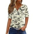 thumbnail image 2 of YLHFASHION Hauts pour Femmes Imprimés Haut pour Femmes Manches Courtes Blouse Hauts Blouse pour Femmes T-shirt à Manches Courtes T-shirt à Col en V Liquidation T-shirt à Manches Courtes pour Femmes, 2 of 5