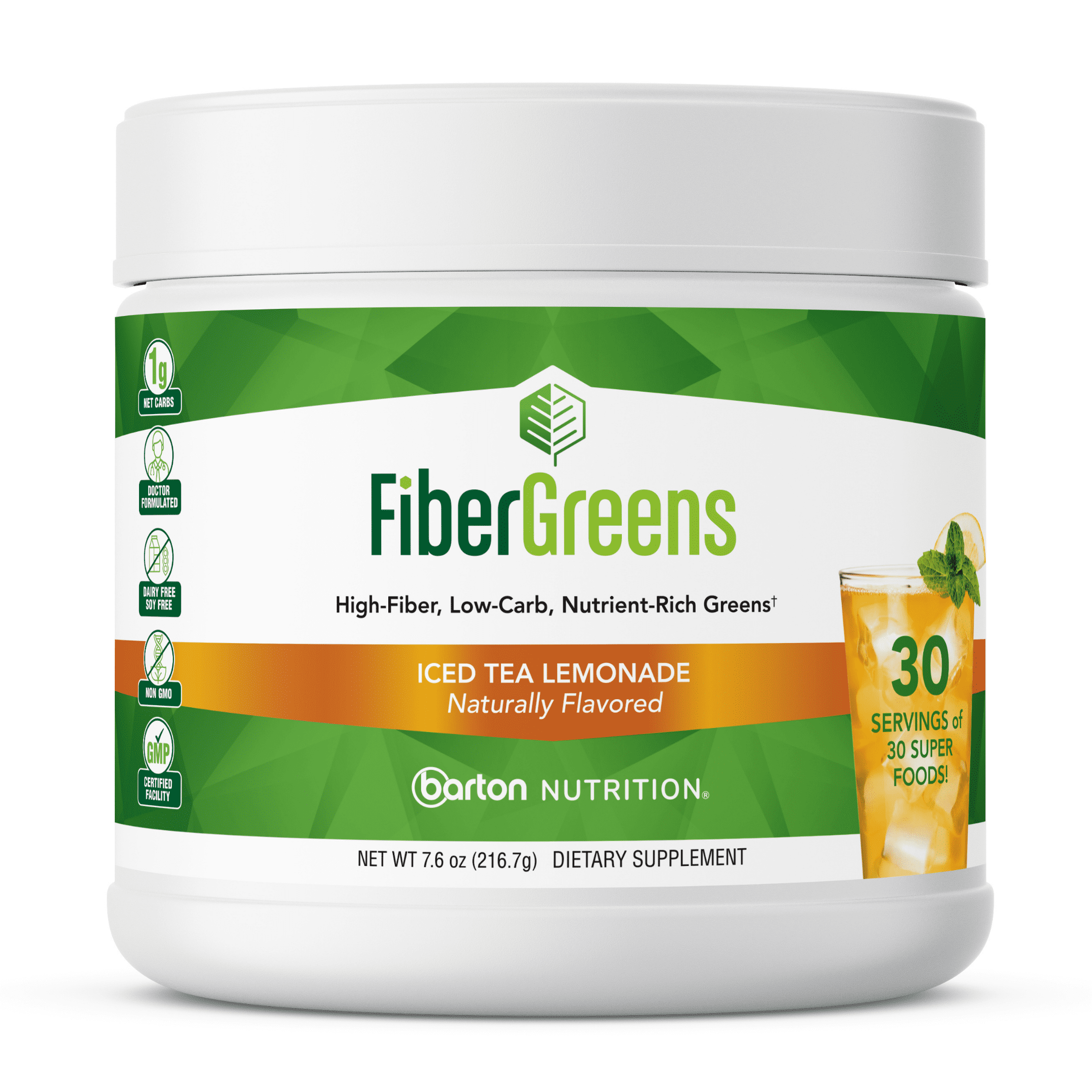 Iced Tea Lemonade Fiber Greens LowCarb Probiotics for Gut Health