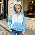 thumbnail image 2 of Ulitacool Toddler Sweatshirts For Girl Round Neck Long Sleeve Top Cartoon Prints Hooded Versatile Clothing 3-4 Years Sky Blue, 2 of 5