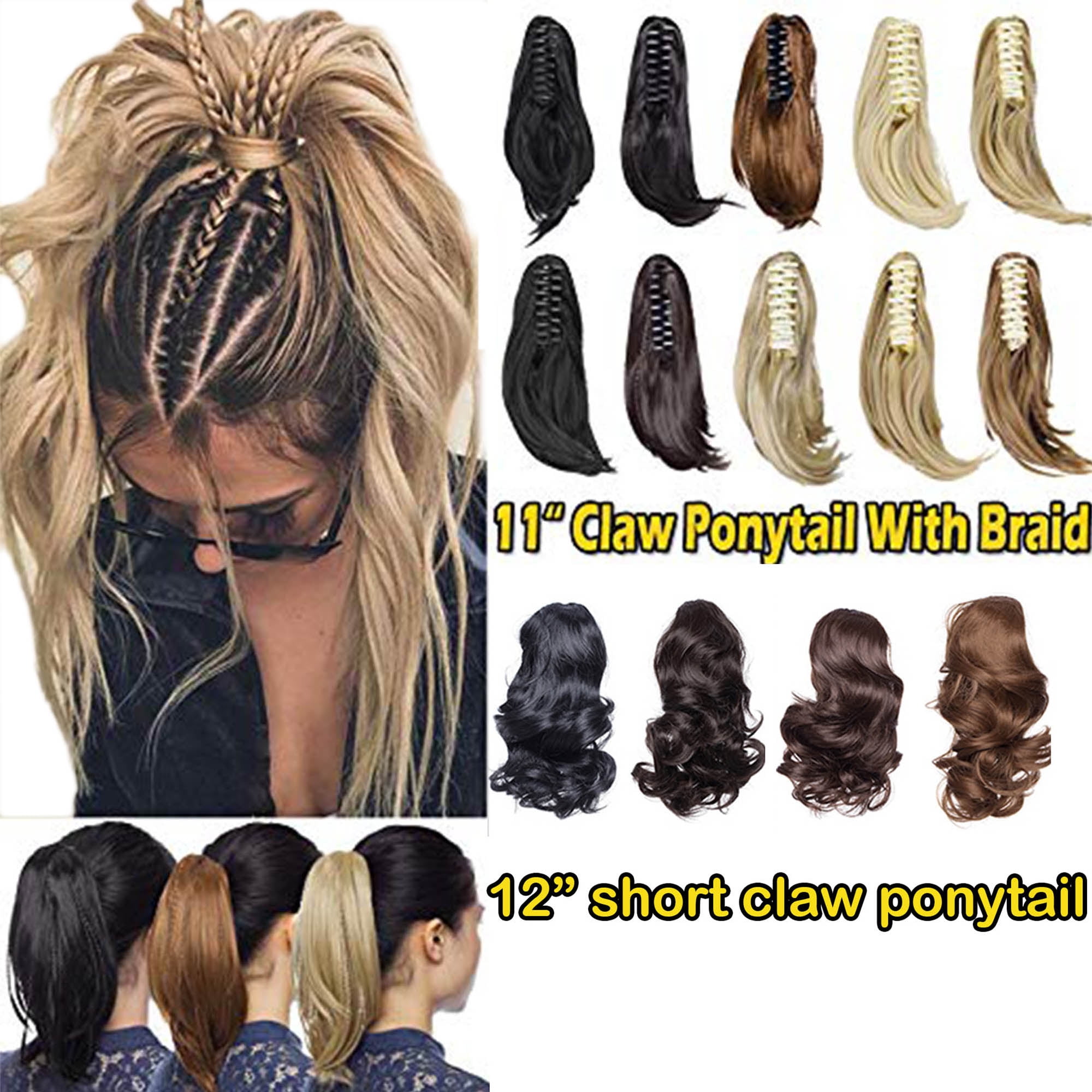 S Noilite 11 12 Inch Long Short Claw Ponytail Hair Extension One