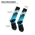 thumbnail image 2 of JUNZAN Blue Full Moon Wolf Pattern Fun Novelty Knee Warmer High Socks, 2 of 6