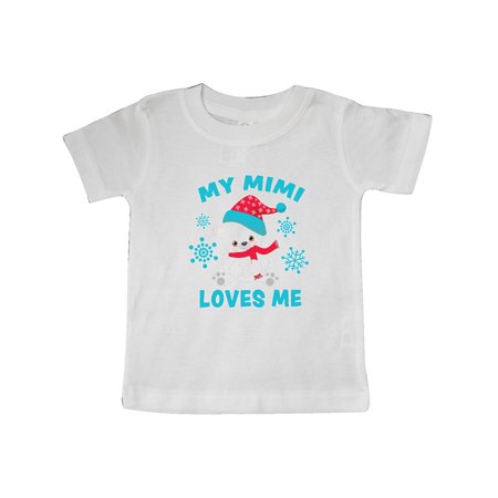 

Inktastic Polar Bear My Mimi Loves Me in Santa Hat with Snowflakes Gift Baby Boy or Baby Girl T-Shirt