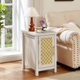 thumbnail image 7 of Leyaoyao Rattan Nightstand for Bedroom, Bedside Table with Charging Station & Woven Cane Door, Farmhouse Night Stand for Living Room, Grey White, 7 of 7
