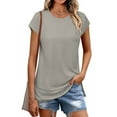 thumbnail image 4 of Cinvoph Hauts d'Été pour Femmes T-Shirt à Manches Courtes Col Rond Décontracté Ample Tendance Quotidien Sortie T-shirts, 4 of 8