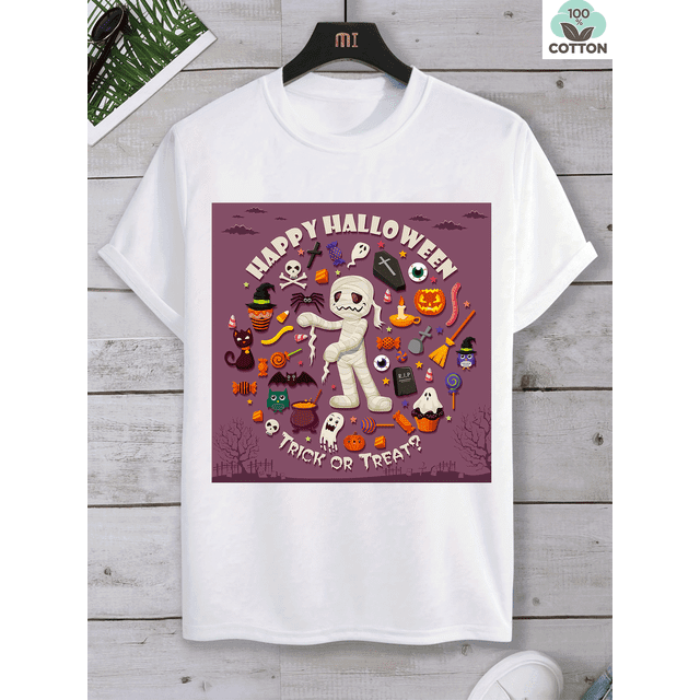 T Shirt Men'S 180Gsm Heavyweight 100% 1 Halloween Christmas Fun Ocean Explorer Pattern Men'S