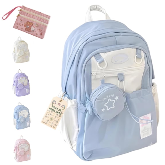 Rosy Posy Backpack, Large Capacity Waterproof Drawstring Backpack with Cute Pendant & Comfortable Straps for School Travel