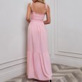 thumbnail image 5 of Rovga Women Casual Holiday Beach Long Dress Solid Color Off-Shoulder Strap Waist Long Dress Stylish Dailywear, 5 of 9