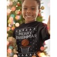 thumbnail image 3 of Tstars - Merry Swishmas Basketball Christmas Ugly Sweater Youth Kids Sweatshirt Medium Black, 3 of 5