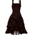 thumbnail image 1 of Mareep Robe Gothique en Dentelle pour Femmes - Halloween Sans Manches Taille à Cordon Élégante Style Gothique Robe Unie, 1 of 5