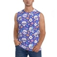 thumbnail image 2 of Lsque flower Skull cartoon Print Men's Cotton Blend Sleeveless Muscle Shirts (S-3XL)- Moisture Wicking, Odor Protection, UPF 30+,3X-Large, 2 of 8