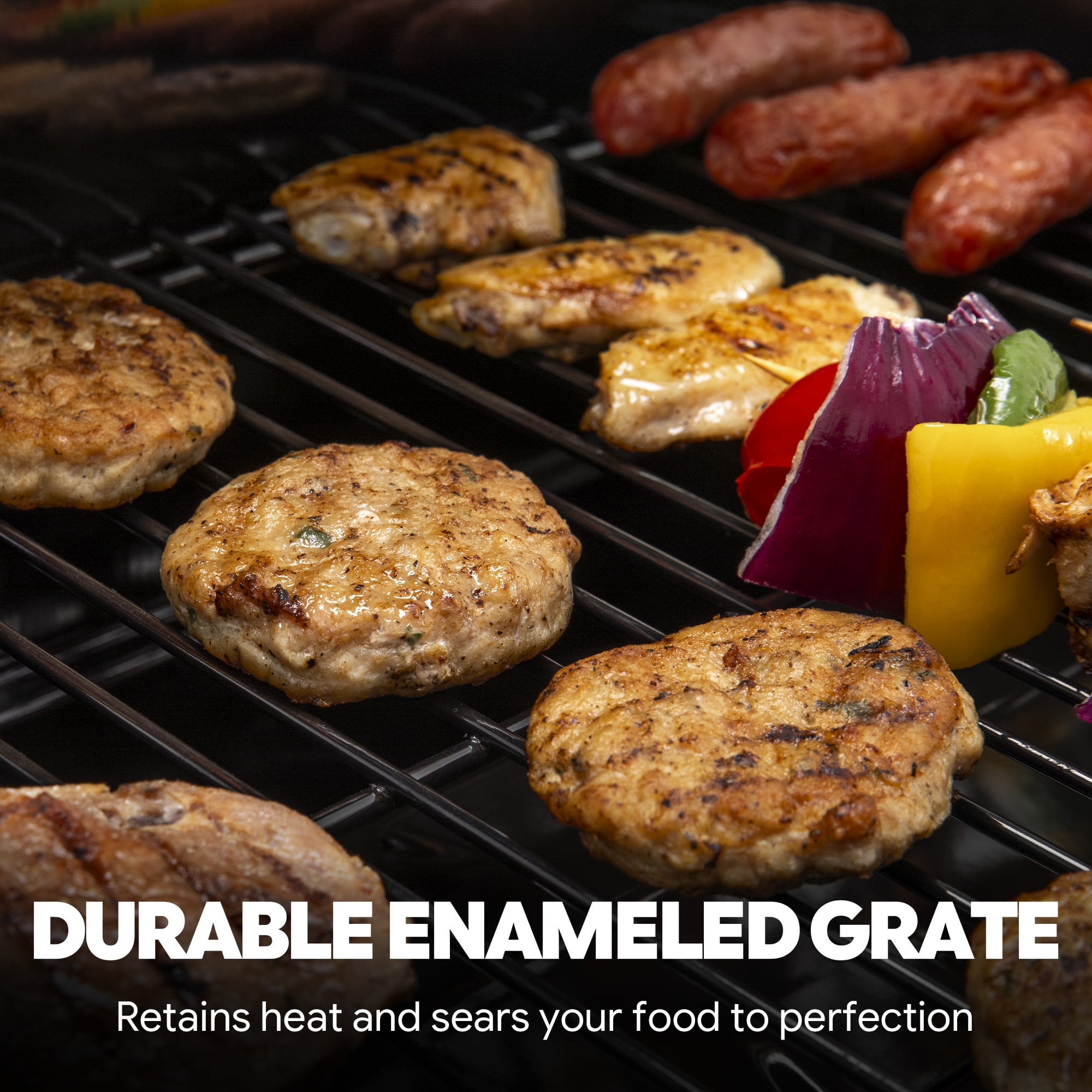 FEASTO 2-Burner Propane Grill - 26,500 BTU Compact BBQ with Side Shelves, Ideal for Balcony, Small Patio & Tailgating