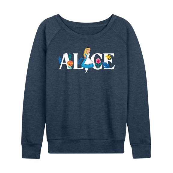 Alice In Wonderland - Women's Lightweight French Terry Wide Neck Long Sleeve Graphic Shirt